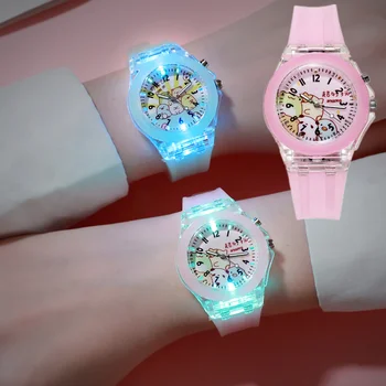 2020 Модни Сладки детски часовник с впръскване на Цветен Източник на светлина, Подарък-Часовник за момичета, Детски Ръчен Детски часовник
