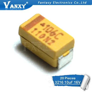20pcs 3216 10 icf 16 106 106C SMD кондензатор танталовый