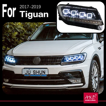 AKD Автомобили Модел На Лампа за VW Tiguan Фарове 2017-2019 Новата Led Фаровете Tiguan DRL Всички Аксесоари за led източник на светлина