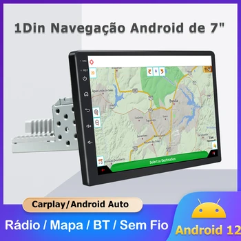 Android 12 1 DIN 7-Инчов Авто Радио DSP CarPlay За Универсален Автомобил С GPS Екран, Регулируема Кола Стерео Радионавигационный Плейър