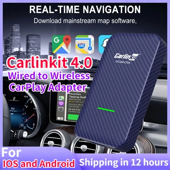 Carlinkit 4.0 за Кабелен и Безжичен Адаптер CarPlay Android Авто Ключ Автомобилен Мултимедиен Плеър Активатор 2в1 OTA Актуализация Онлайн