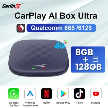 CarlinKit Android 12 Ultra CarPlay Ai Box Android Auto Безжична CarPlay Netflix IPTV Google Store QCM6125 8G + 128 GB GPS Plug & Play