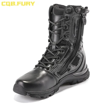 CQB.FURY Elite Spider Черни мъжки армейските военни обувки, обикновена дишащи Тактически обувки с цип, dr. гумени ботуши от микрофибър, Размер38-46