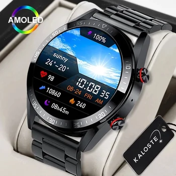 KALOSTE Смарт Часовници 454*454 HD Винаги Показват Време Bluetooth Повикване Спортни Умен Часовник Местна Музика Умни Часовници За Мъже Android