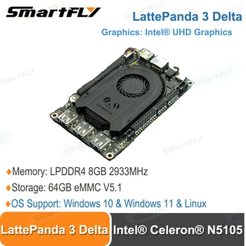 LattePanda 3 Delta 864 - Intel Celeron N5105 Windows/Linux Одноплатный компютър Четириядрен процесор LPDDR4 8 GB/ 64 GB eMMC UHD Графика