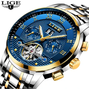Relogio Masculino LIGE Мъжки Часовници Най-добрата Марка на Луксозни Автоматични Механични Часовници Мъжки Напълно Стоманени Бизнес Водоустойчив спортен Часовник