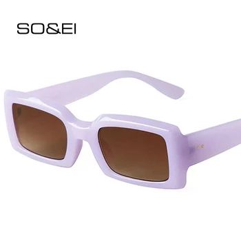 SO & EI Ins-Популярните Модни Правоъгълни Дамски Слънчеви Очила Ретро Желеобразные Нюанси UV400 Тенденция Мъжки Квадратни Супени Градиентные Слънчеви Очила