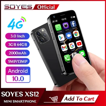 SOYES XS12 4G LTE Малкият Смартфон, 3 GB RAM И 64 GB ROM С 2000 mah WIFI Точка достъп и 13-Мегапикселова Камера Android 10,0 МИНИ Мобилен Телефон
