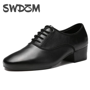 SWDZM Мъжки Обувки За латинските Танци, Обувки за Балните Танци, танго, Танцови Обувки за Мъже, Мъжки Обувки от Естествена Кожа Гумена Подметка Обувки за джаз танци, Възрастни 4,5