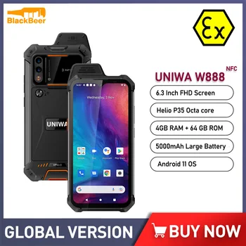 UNIWA W888 ATEX Взривозащитен Смартфон IP68 Andriod 11 Восьмиядерный Мобилен телефон 4 GB 64 GB 6,3 