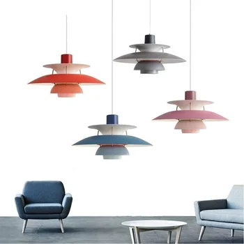 Датски Дизайн Чадър Цветни PH5 Висящи Лампи Led Окачен Лампа Хол Loui Блясък Кухня Paulsen НЛО 5 Цвята Droplight