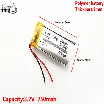 Литровата енергийна батерия Добро качество 3,7 В, 750 mah 802040 Полимерна литиево-йонна /литиево-йонна батерия за таблети, GPS, mp3, mp4