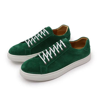 Луксозен мъжки Ежедневни Обувки в Италиански стил, Модни мъжки Ежедневни Обувки От Набук И Естествена Кожа Зелен Кафяв Цвят На равна подметка, мъжки Дишащи официални Обувки Дантела
