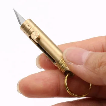 Месинг мини преносим инструмент нож за рязане на хартия нож за рязане на хартия острието на бръснач канцеларски материали за рязане