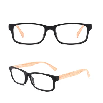 Мъжки Евтини Пластмасови Очила за четене с черен Бамбук довършителни работи Модерни Правоъгълни Очила за четене Зелен Цвят-Високо Качество с Калъф От Плат Цвят Черен