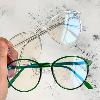 Мъжки И Женски Компютърни Прозрачни Очила в Рамки Кръгли Сини Светозащитные очила Цветни Оптични Очила 2022 Топ