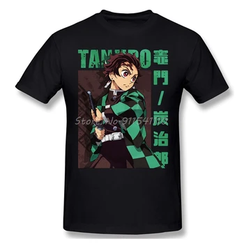 Мъжки Удобна Тениска с Аниме Demon Slayer Kimetsu No Yaiba Kamado Tanjiro Kamado Essential Тениски От Чист Памук Тениска Harajuku