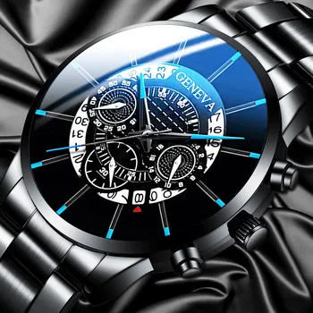 Часовник за бизнес и отдих прозрачни кухи немеханические мъжки и дамски часовници с календара на колана от легирана стомана
